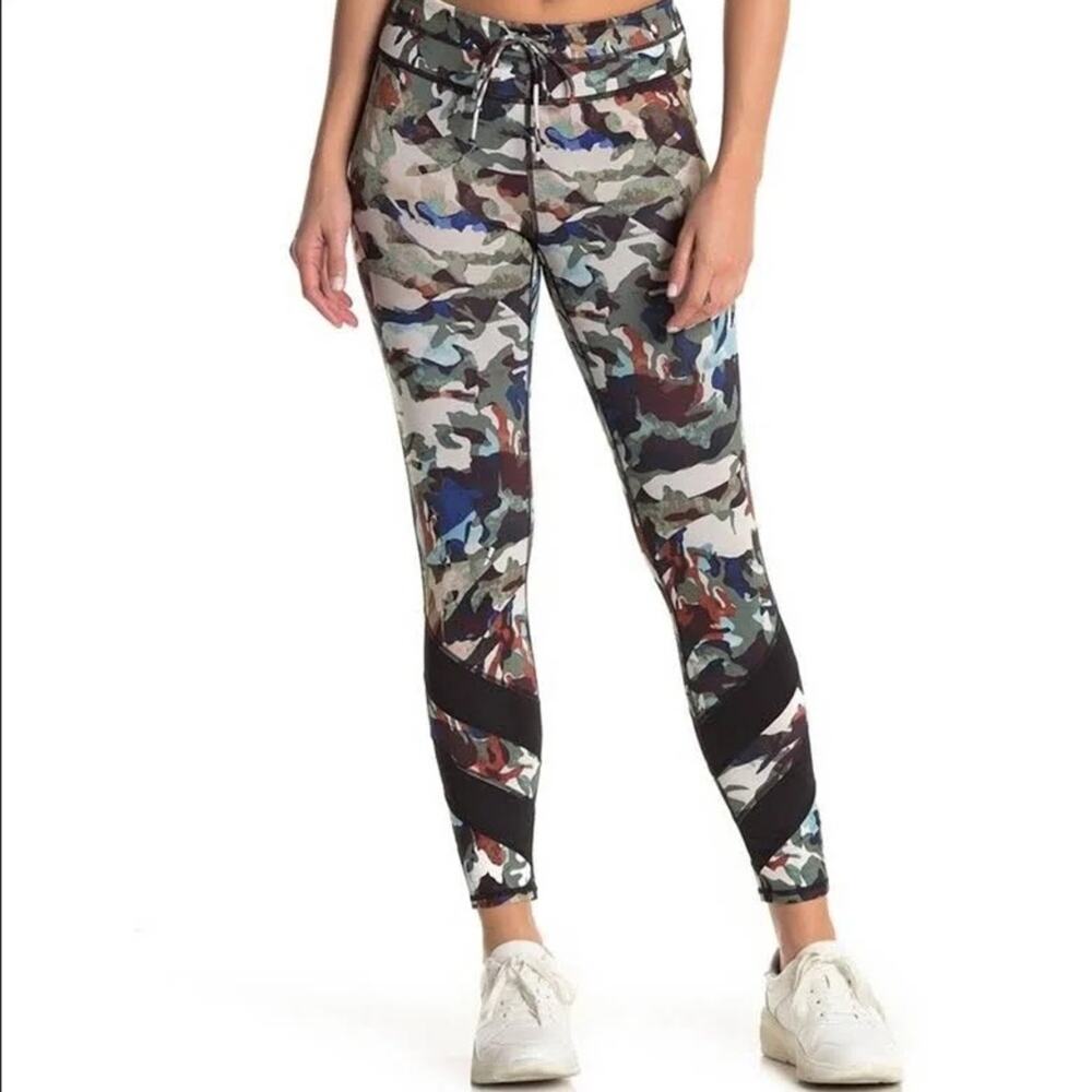 Free People FP Movement Daybreak Camo Print Mesh Drawstring Leggings Size XS